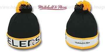 Steelers THE-BUTTON Knit Beanie Hat by Michell and Ness