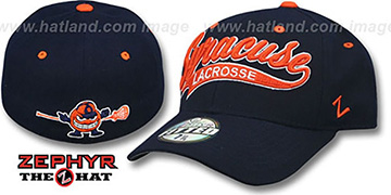 Syracuse SWOOP LACROSSE Navy Fitted Hat by Zephyr