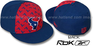 Texans 'TEAM-PRINT PINWHEEL' Red-Navy Fitted Hat by Reebok