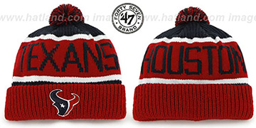 Texans THE-CALGARY Red-Navy Knit Beanie Hat by Twins 47 Brand