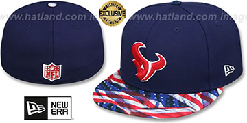 Texans USA WAVING-FLAG Navy Fitted Hat by New Era