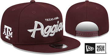 Texas A and M TEAM-SCRIPT SNAPBACK Maroon Hat by New Era