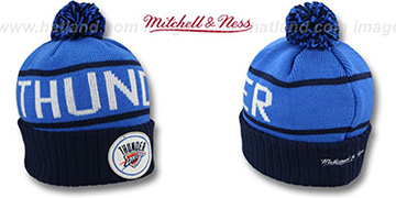 Thunder HIGH-5 CIRCLE BEANIE Blue-Navy by Mitchell and Ness