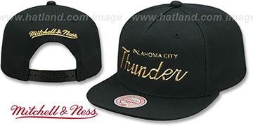 Thunder 'LIQUID METALLIC SCRIPT SNAPBACK' Black-Gold Hat by Mitchell and Ness