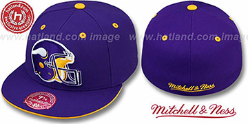 Vikings XL-HELMET Purple Fitted Hat by Mitchell and Ness