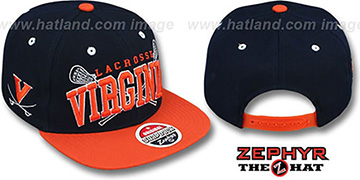 Virginia LACROSSE SUPER-ARCH SNAPBACK Navy-Orange Hat by Zephyr