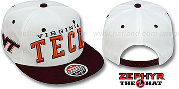 Virginia Tech 2T SUPER-ARCH SNAPBACK White-Burgundy Hat by Zephyr