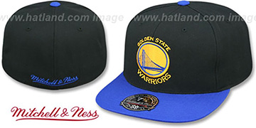 Warriors 'BASIC-LOGO' Black-Royal Fitted Hat by Mitchell and Ness