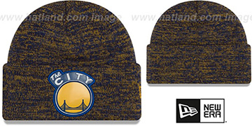 Warriors BEVEL Royal-Gold Knit Beanie Hat by New Era