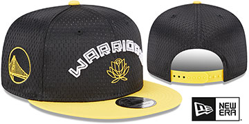 Warriors 'MESH-CROWN SNAPBACK' Black-Gold Hat by New Era