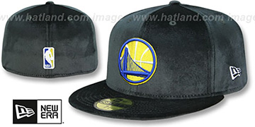 Warriors 'TEAM-BASIC VELOUR' Black Fitted Hat by New Era