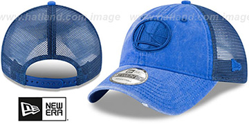 Warriors TONAL-WASHED TRUCKER SNAPBACK Royal Hat by New Era