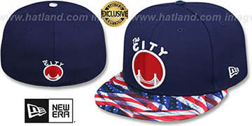 Warriors USA WAVING-FLAG Navy Fitted Hat by New Era