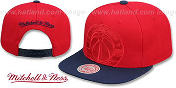 Wizards CROPPED SATIN SNAPBACK Red-Navy Adjustable Hat by Mitchell and Ness