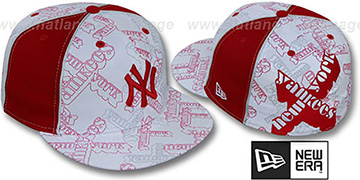 Yankees D-TEAMBOSSED White-Red Fitted Hat by New Era