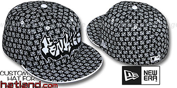 Yankees GRAFFITI ALL-OVER FLOCKING Black-White Fitted Hat by New Era