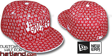 Yankees GRAFFITI ALL-OVER FLOCKING Red-White Fitted Hat by New Era