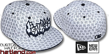 Yankees 'GRAFFITI ALL-OVER FLOCKING' White-Navy Fitted Hat by New Era