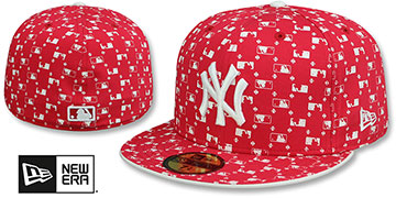 Yankees MLB FLOCKING Red Fitted Hat by New Era