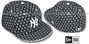 Yankees NY ALL-OVER FLOCKING-2 Black-White Fitted Hat by New Era