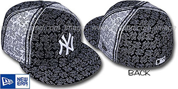 Yankees NY-PJs FLOCKING PINWHEEL Black-White Fitted Hat by New Era