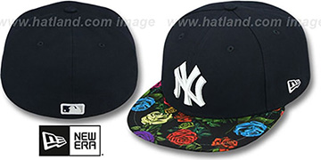 Yankees REAL FLORAL VIZA-PRINT Navy Fitted Hat by New Era