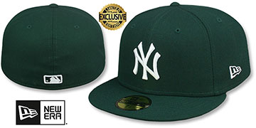 Yankees 'TEAM-BASIC' Dark Green-White Fitted Hat by New Era