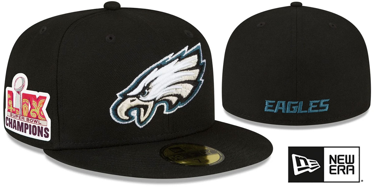 Philadelphia Eagles SUPER BOWL LIX CHAMPIONS Black Fitted Hat by New Era