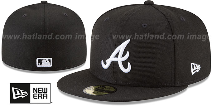 Braves 'TEAM-BASIC' Black-White Fitted Hat by New Era