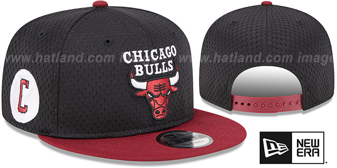 Bulls 'MESH-CROWN SNAPBACK' Black-Burgundy Hat by New Era