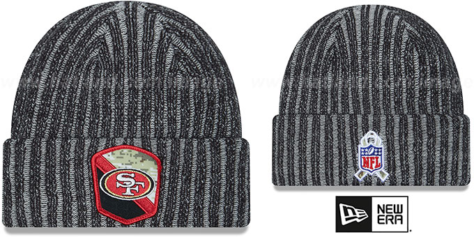 49ers '2023 SALUTE-TO-SERVICE' Black -Grey Knit Beanie Hat by New Era