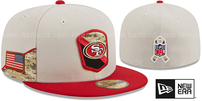 49ers '2023 SALUTE-TO-SERVICE' Stone-Red Fitted Hat by New Era