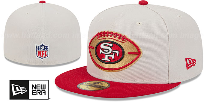 49ers '2024 HISTORIC SIDELINE' Stone-Red Fitted Hat by New Era