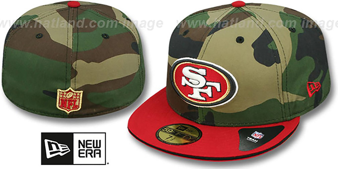 49ers '2T SPLIT NFL TEAM-BASIC' Army-Red Fitted Hat by New Era