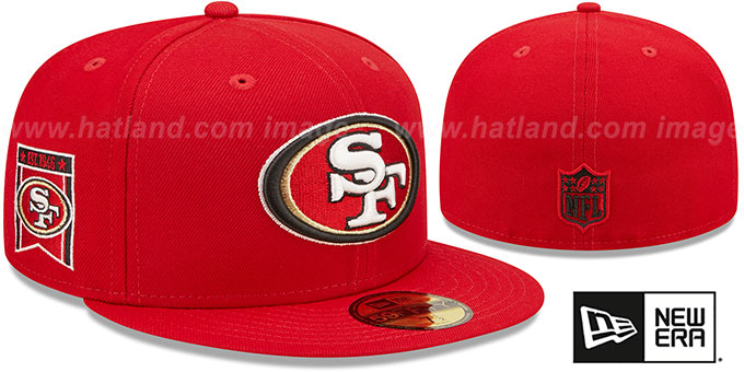 49ers 'BANNER SIDE-PATCH' Red Fitted Hat by New Era