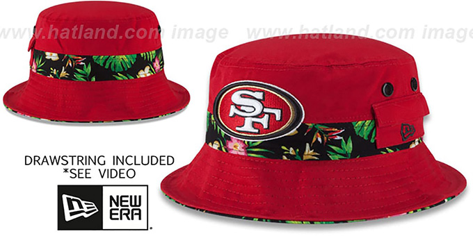 49ers 'BLOOM SUB-BANDED' Red Bucket Hat by New Era