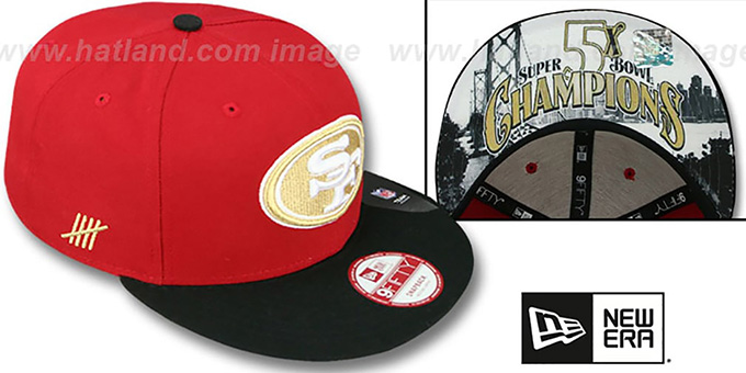 49ers 'CHAMPS-HASH SNAPBACK' Red-Black Hat by New Era