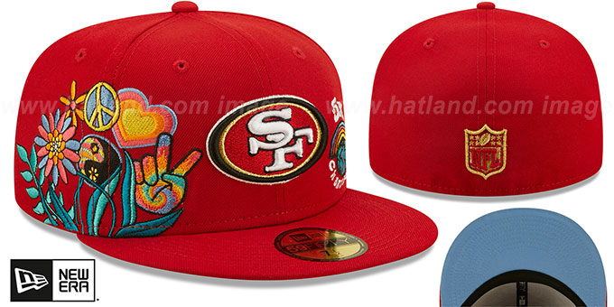 49ers 'GROOVY' Red Fitted Hat by New Era