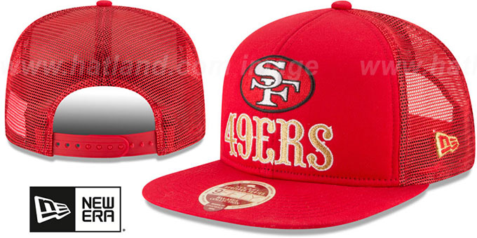 49ers 'HERITAGE FOAM FRONT TRUCKER SNAPBACK' Red Hat by New Era