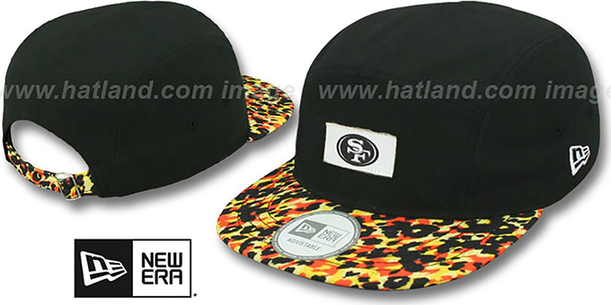 49ers 'LEOPARD CAMPER STRAPBACK' Black Hat by New Era