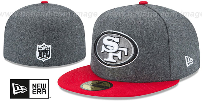 49ers 'SHADER MELTON' Grey-Red Fitted Hat by New Era