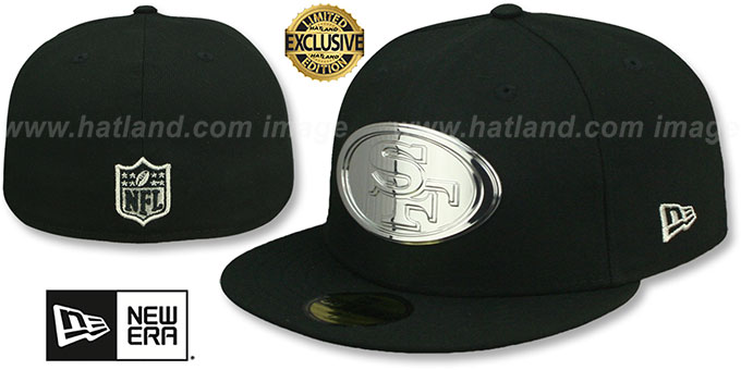 49ers 'SILVER METAL-BADGE' Black Fitted Hat by New Era