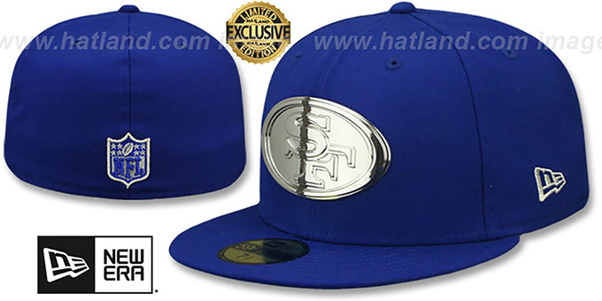 49ers 'SILVER METAL-BADGE' Royal Fitted Hat by New Era