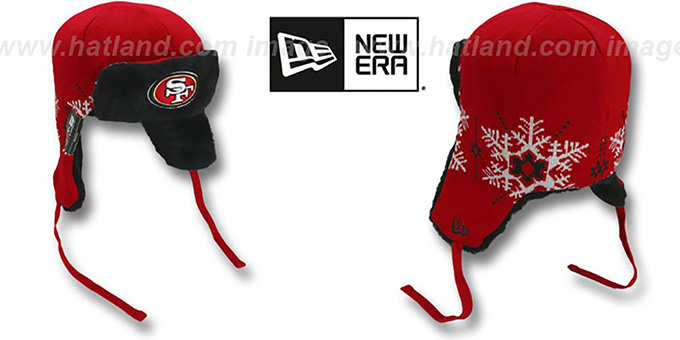 49ers 'SNOWFLAKE TRAPPER' Red-Black Knit Hat by New Era