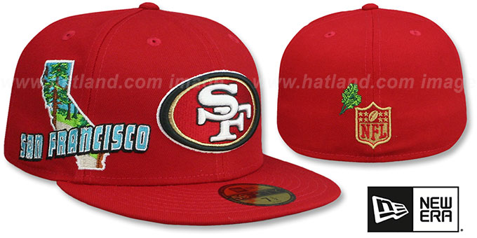 49ers 'STATEVIEW' Red Fitted Hat by New Era