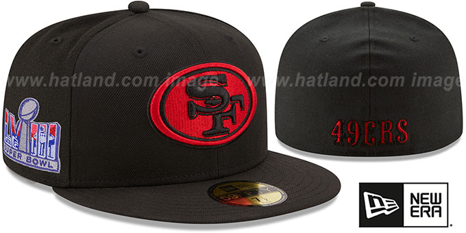 49ers 'SUPER BOWL LVIII' Black Fitted Hat by New Era