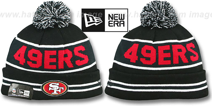 49ers 'THE-COACH' Black-Black Knit Beanie Hat by New Era