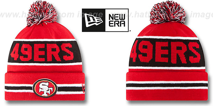 49ers 'THE-COACH' Red Knit Beanie Hat by New Era