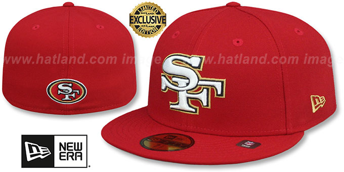 49ers 'THROWBACK NFL LIGATURE' Red Fitted Hat by New Era