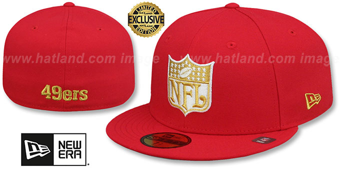 49ers 'THROWBACK NFL SHIELD-BASIC' Red Fitted Hat by New Era